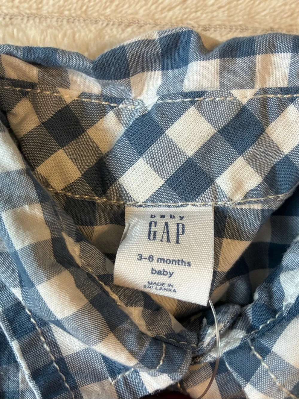 Baby Gap 3-6M Blue Gingham Collared Romper Button Down Baby Outfit